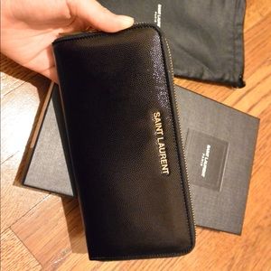 Saint Laurent Leather Tri Zip Wallet YSL